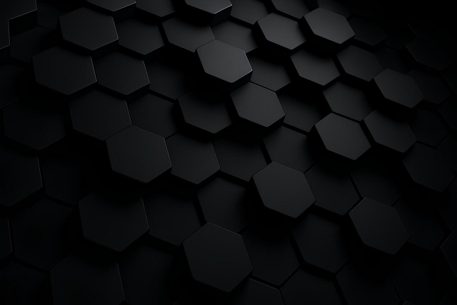 Abstract 3D background, hexagonal pattern of black hexagons. Geometric design with shadows and volume. photo