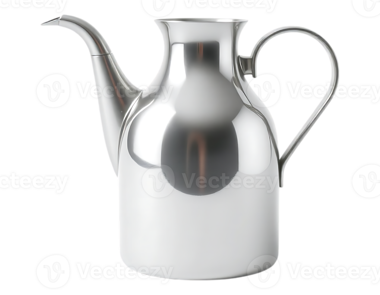 Shiny Silver Pitcher with Curved Handle png