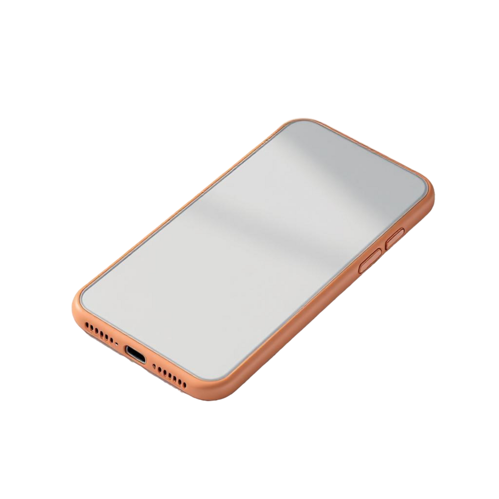 Modern Smartphone with Peach Colored Case on Transparent Background png