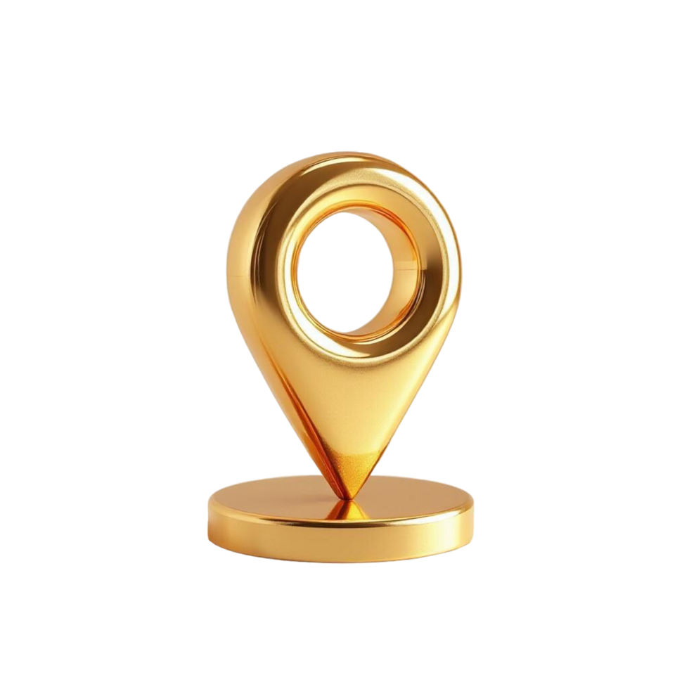 Elegant Golden Location Pin on Transparent Background shiny png