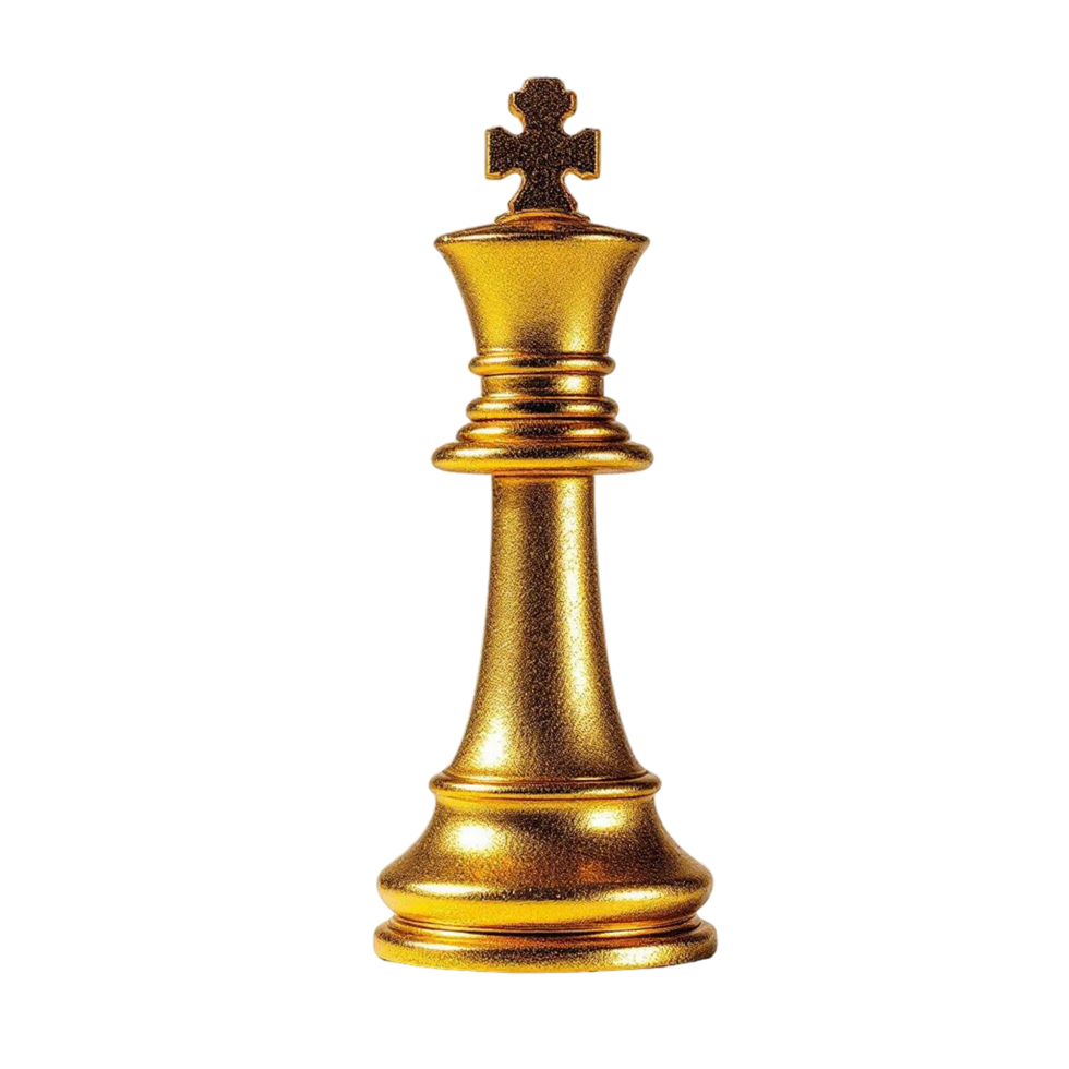 Golden King Chess Piece on Transparent Background shiny png