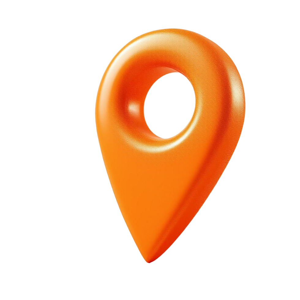 3D Orange Location Pin Pointer Icon on Transparent Background png