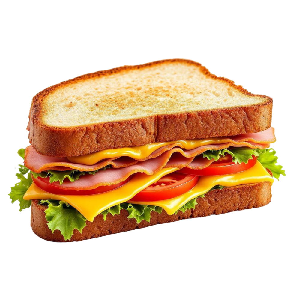 Delicious Ham and Cheese Sandwich on Transparent Background png