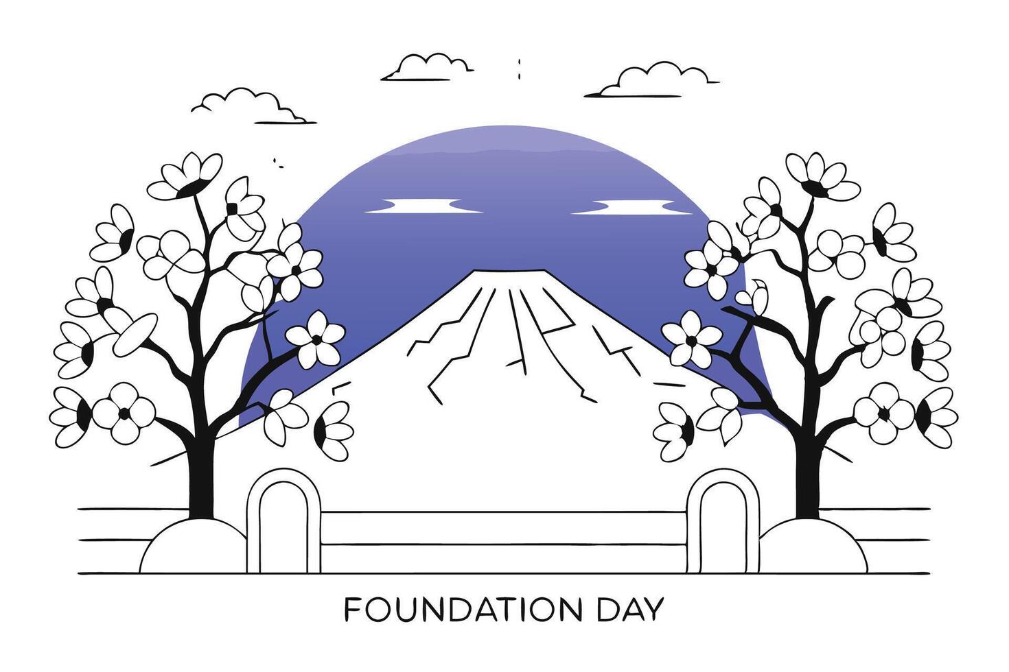 The foundation day logo with a mountain in the background vector