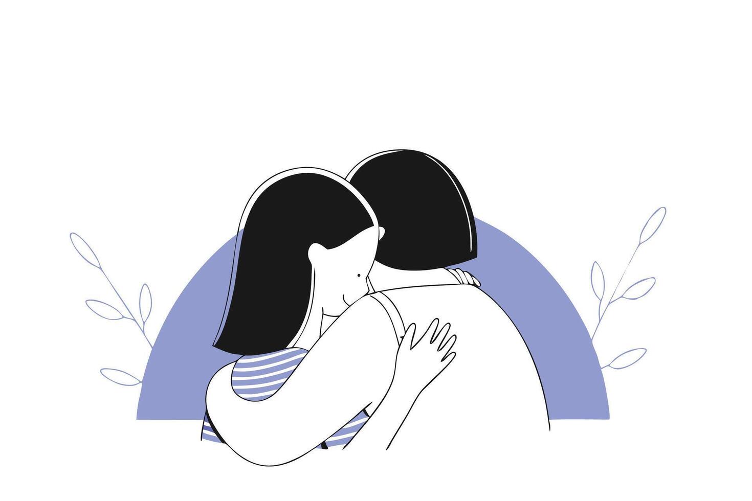 Tender embrace illustration a heartwarming depiction of two individuals sharing a loving hug crafted with meticulous detail and vibrant color vector