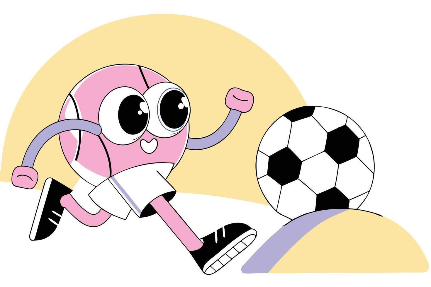 a cartoon character running with a soccer ball vector