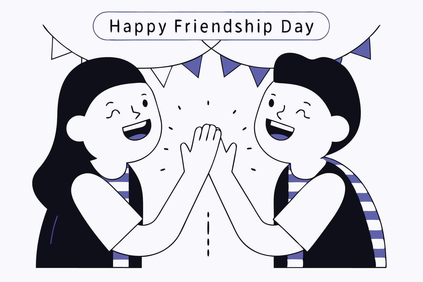 Joyful illustration of two smiling friends engaging in a friendly handshake vector