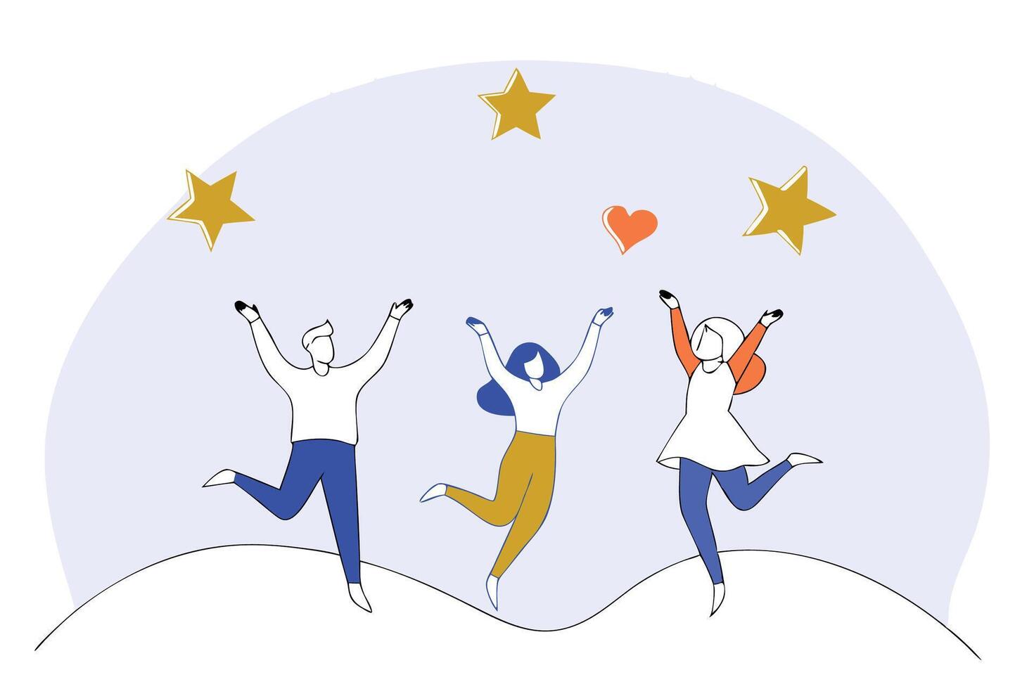 Joyful friends celebrating friendship day with a dynamic jump design vector