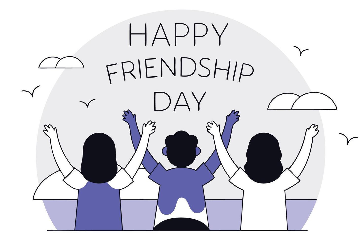 Stylized happy friendship day illustration featuring colorful design elements and celebratory graphics vector