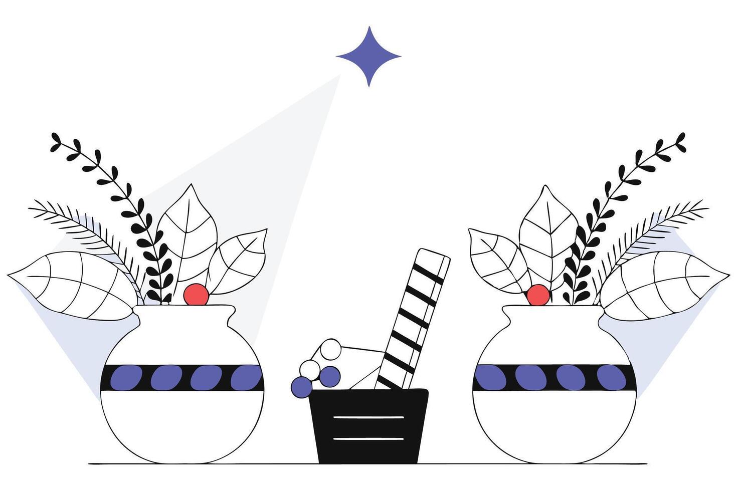 Whimsical holiday decor in surreal style featuring bright elements perfect for festive season illustrations and imaginative design vector