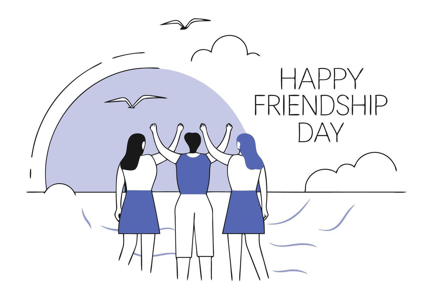 Stylized illustration celebrating friendship day with colorful design elements vector