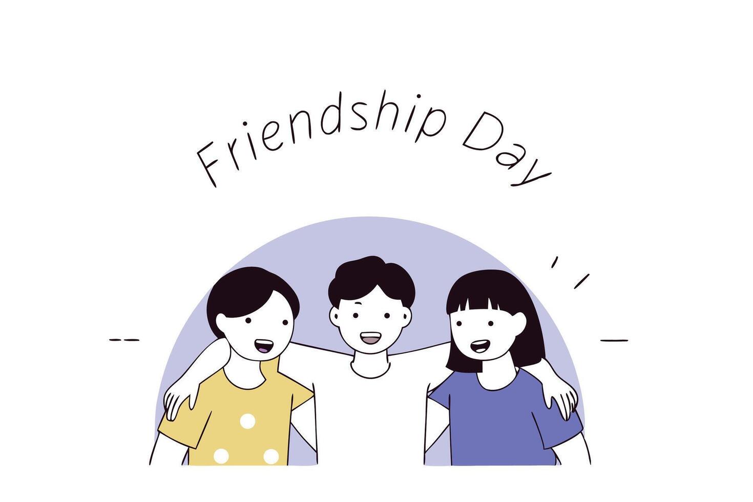 Happy friendship day celebration design featuring a group of joyful friends with a shopping cart vector