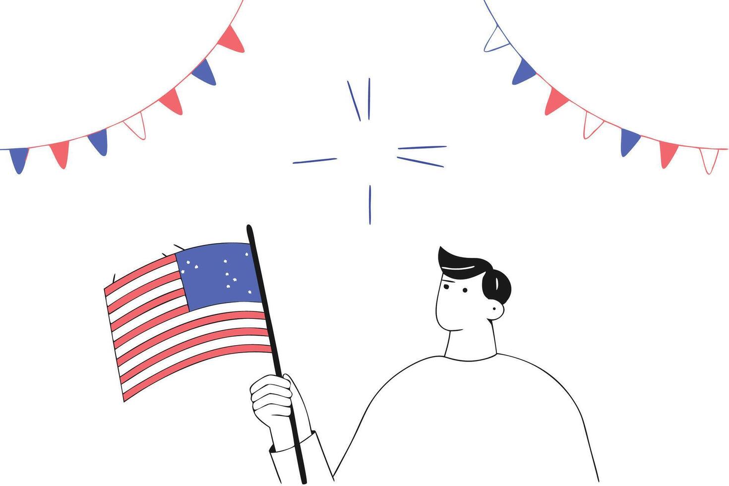 Illustration of a man holding an american flag vector