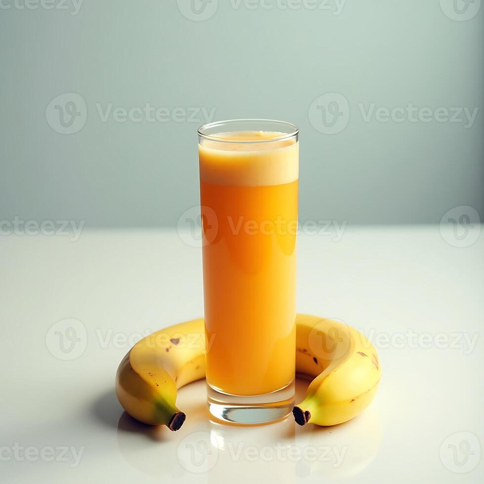 Banana Juice in Glass with Fresh Fruit Still Life photo