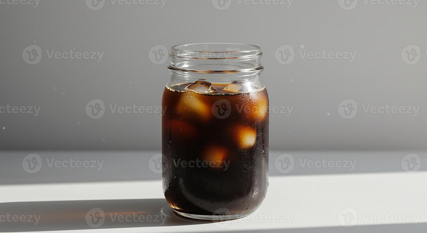 Iced Coffee in Jar Refreshing Drink Still Life photo