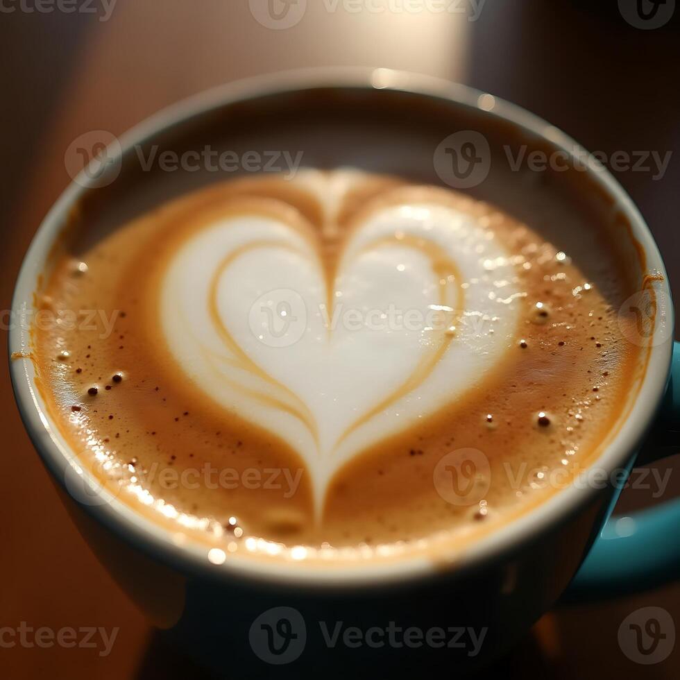 Heart Latte Art Close Up Coffee Cup Beverage photo