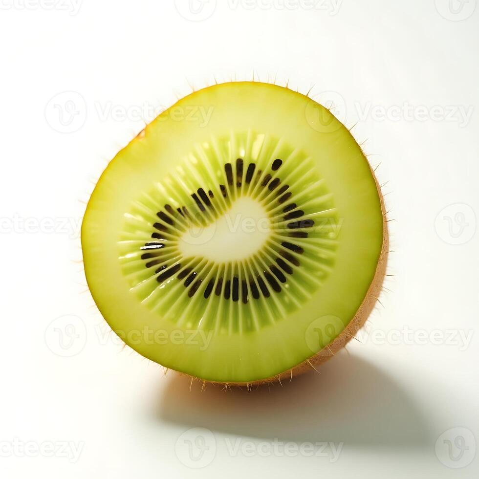 Sliced Kiwi Fruit Displaying Its Vibrant Flesh and Seeds photo