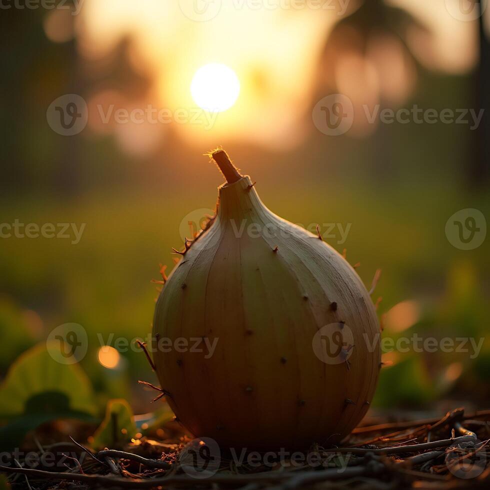 Gourd in Field at Sunset Close Up Still Life photo