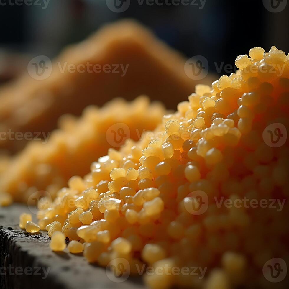 Heap of Small Pasta Pearls Close Up for Food Background photo
