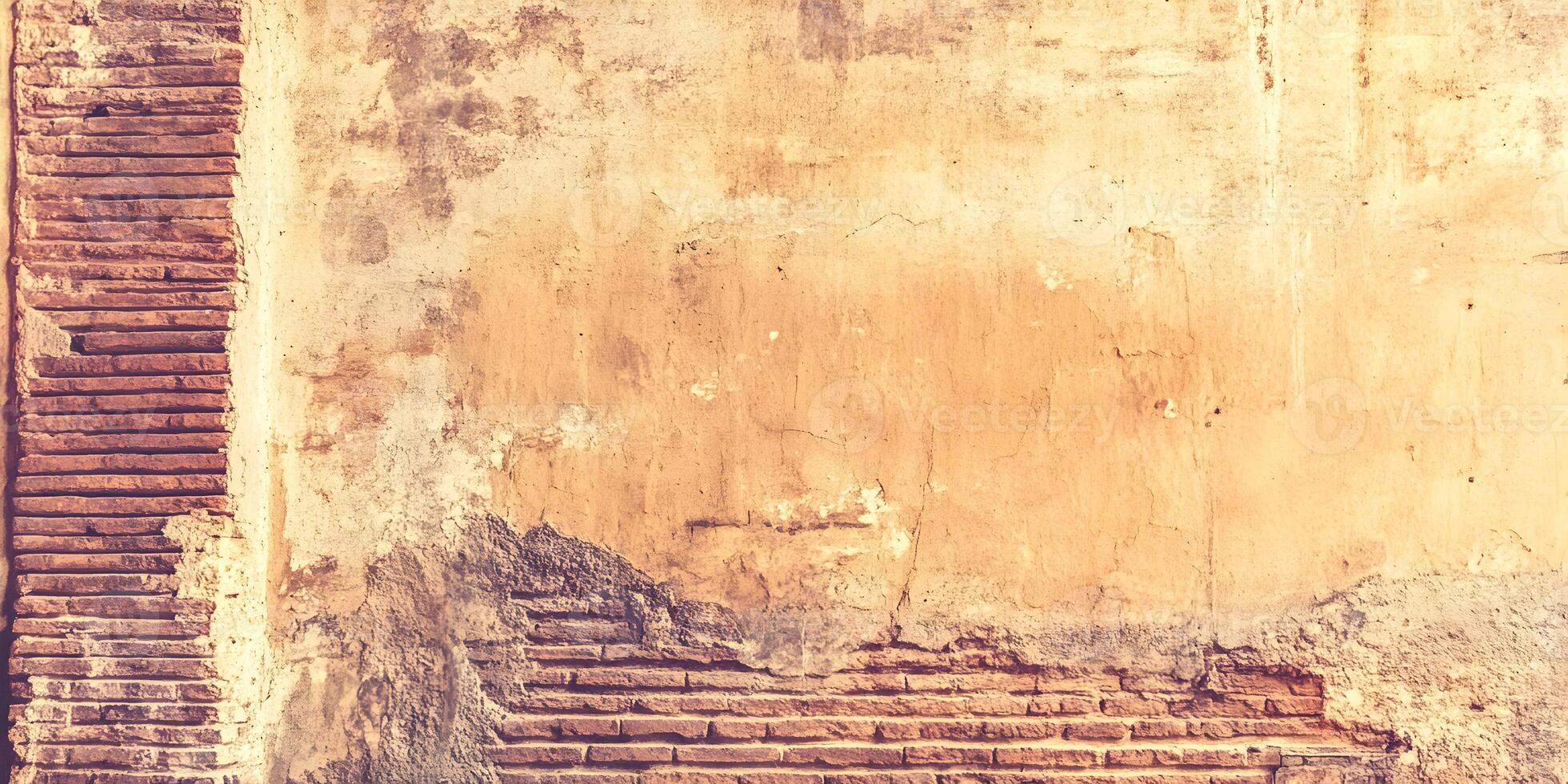 Old Weathered Brick and Plaster Wall Texture photo