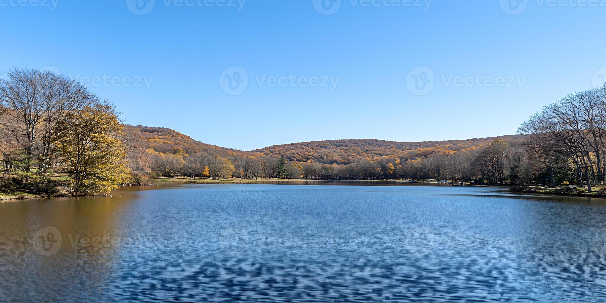 Autumn Lake Landscape in Mountainous Region photo