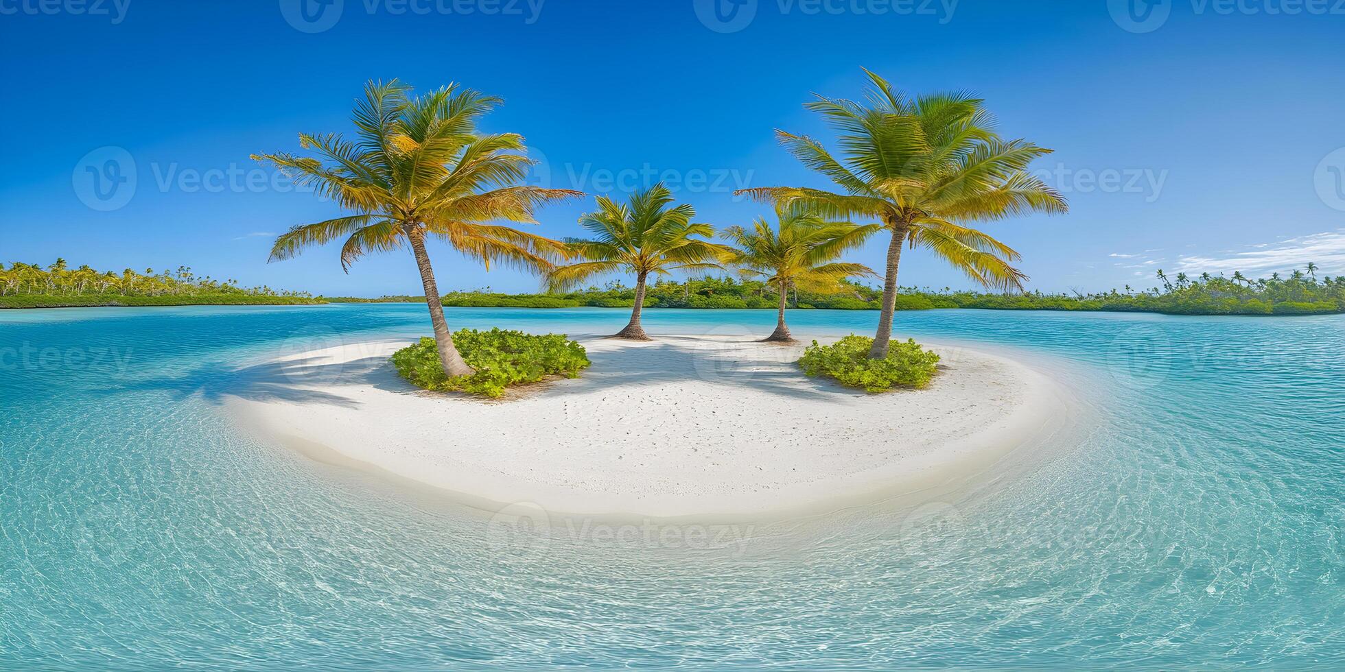 Tropical Island Getaway Palm Trees, White Sand Beach, Turquoise Water photo