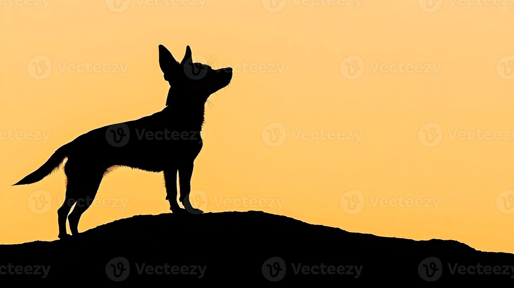 Silhouette of a Chihuahua Dog at Sunset photo