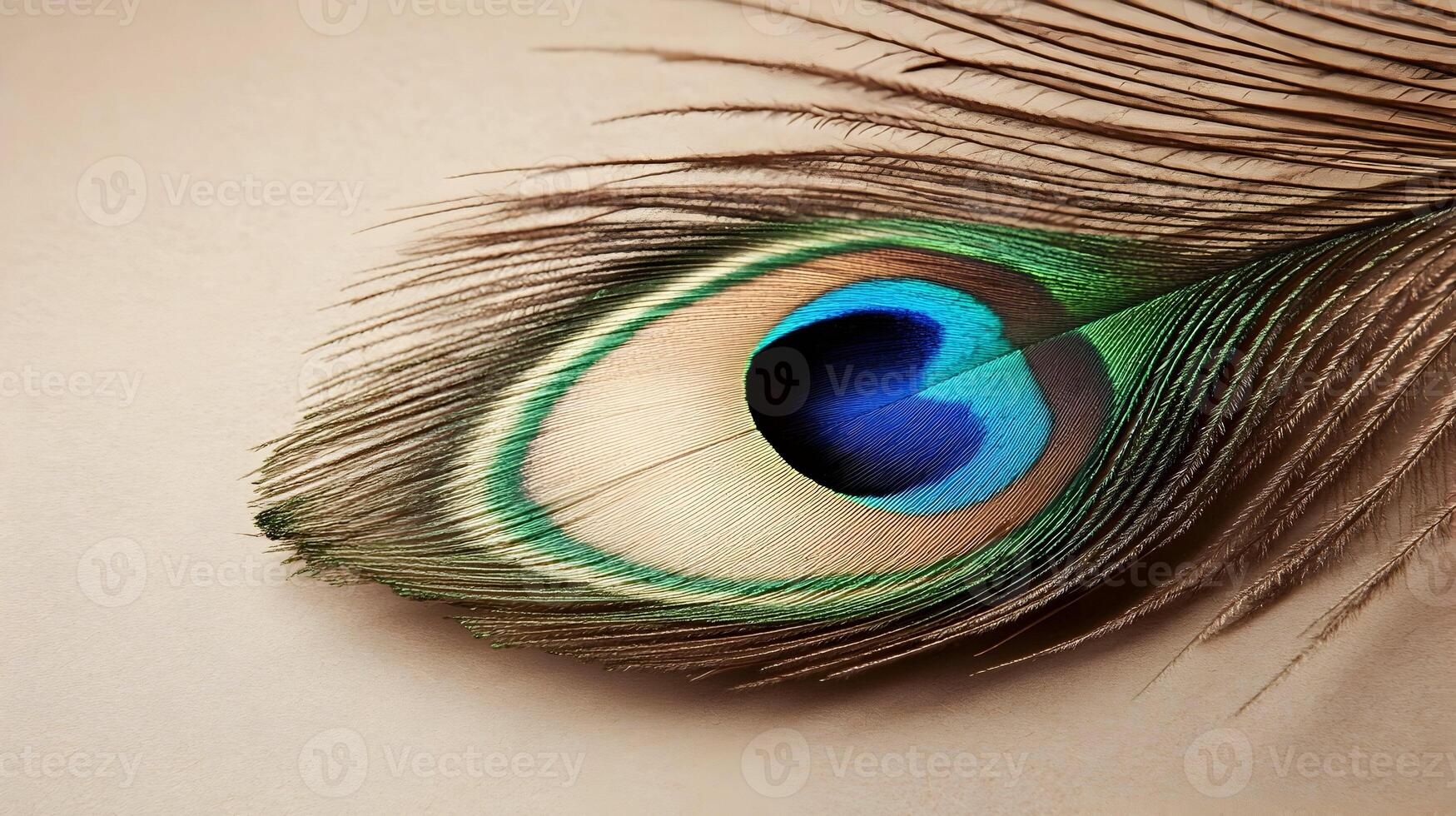 Close-up of a Vibrant Peacock Feather photo