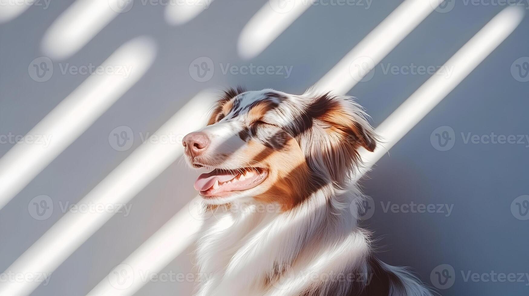 Happy Australian Shepherd Puppy in Sunlight photo