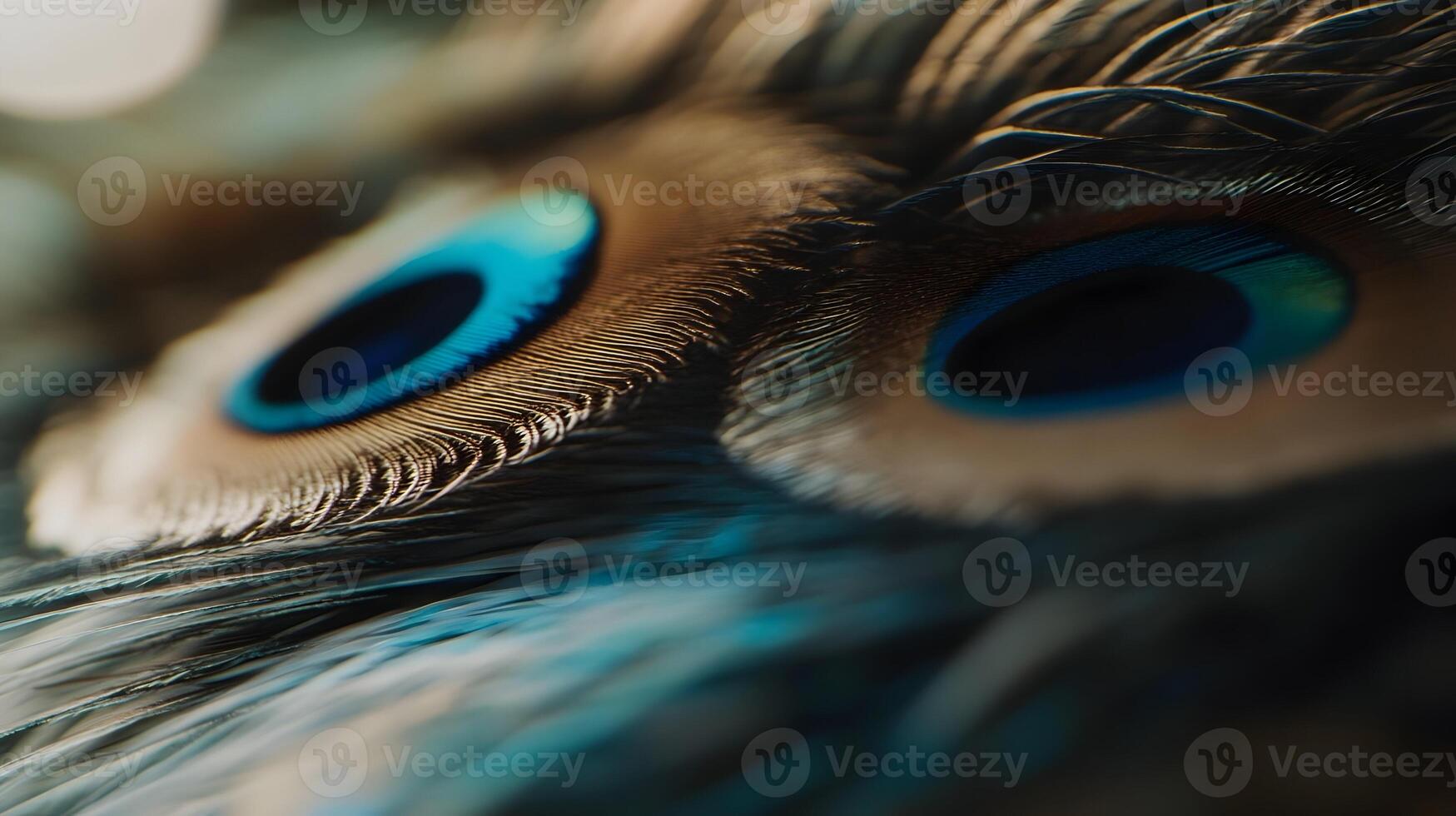 Close-up of Peacock Feather with Eyespots photo