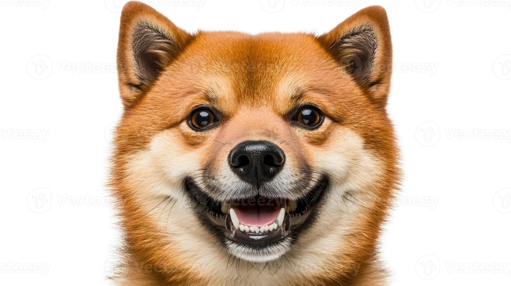 Happy Shiba Inu Dog Face Close Up photo