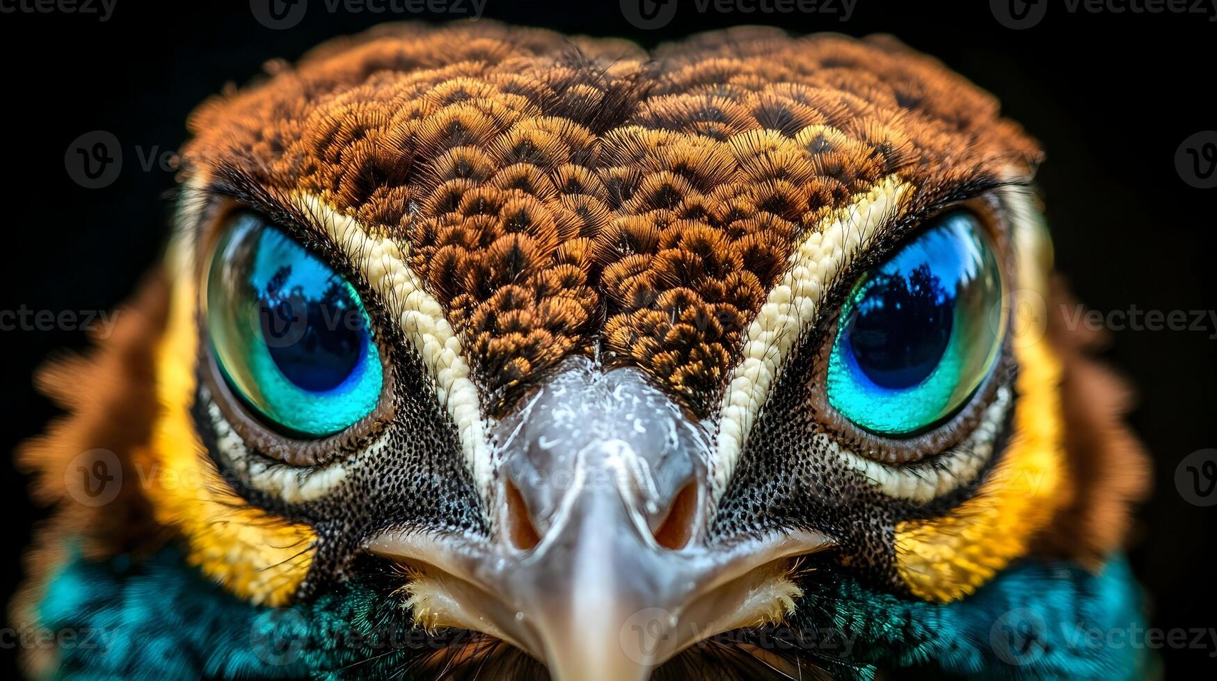 Close-up of Vibrant Peacock Eye and Feathers photo