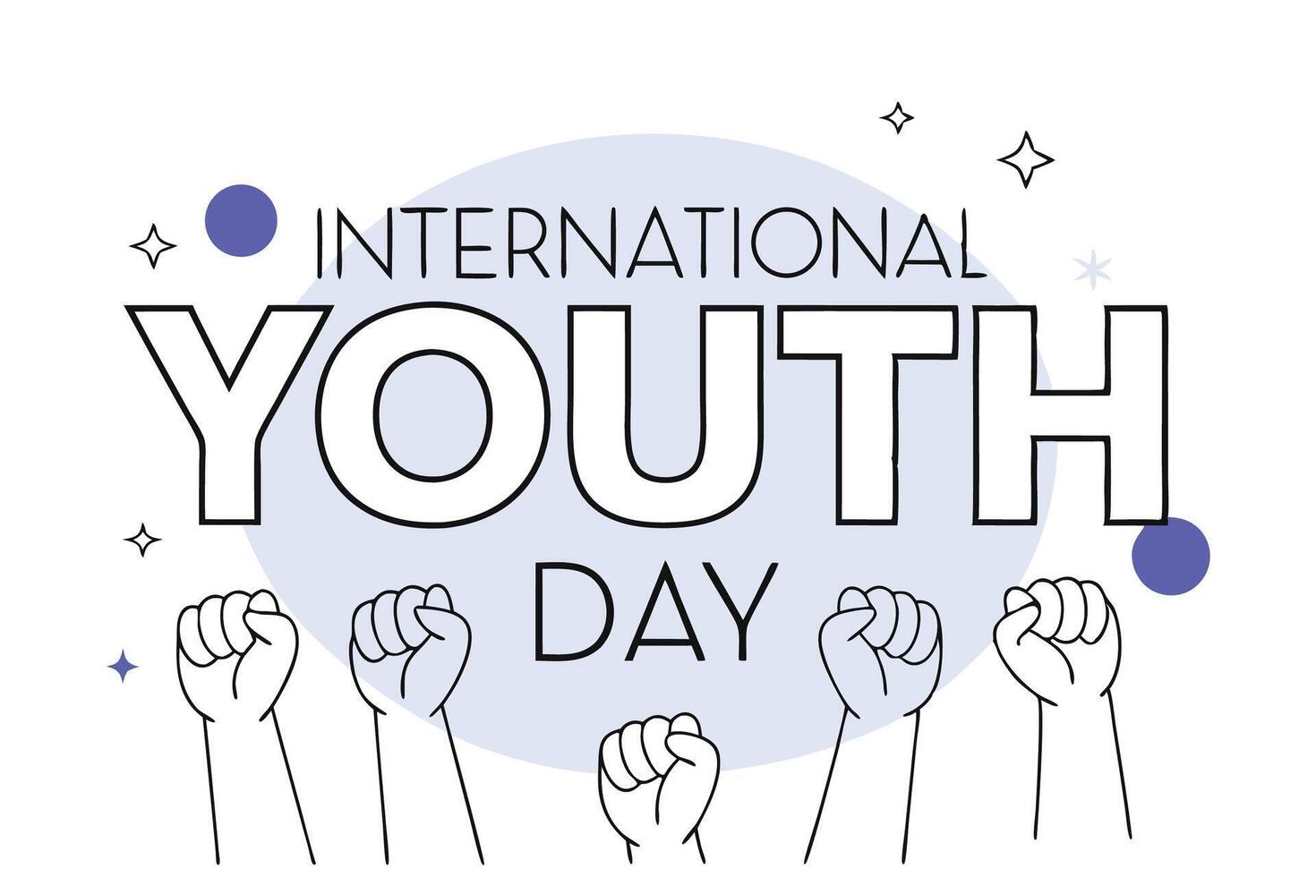 International youth day design featuring raised hands in yellow and utilizing helvetica and courier fonts vector