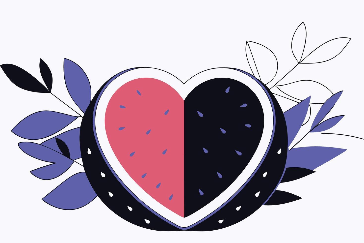 A heart shaped watermelon design featuring red watermelon slices arranged in a heart pattern with green rind details vector