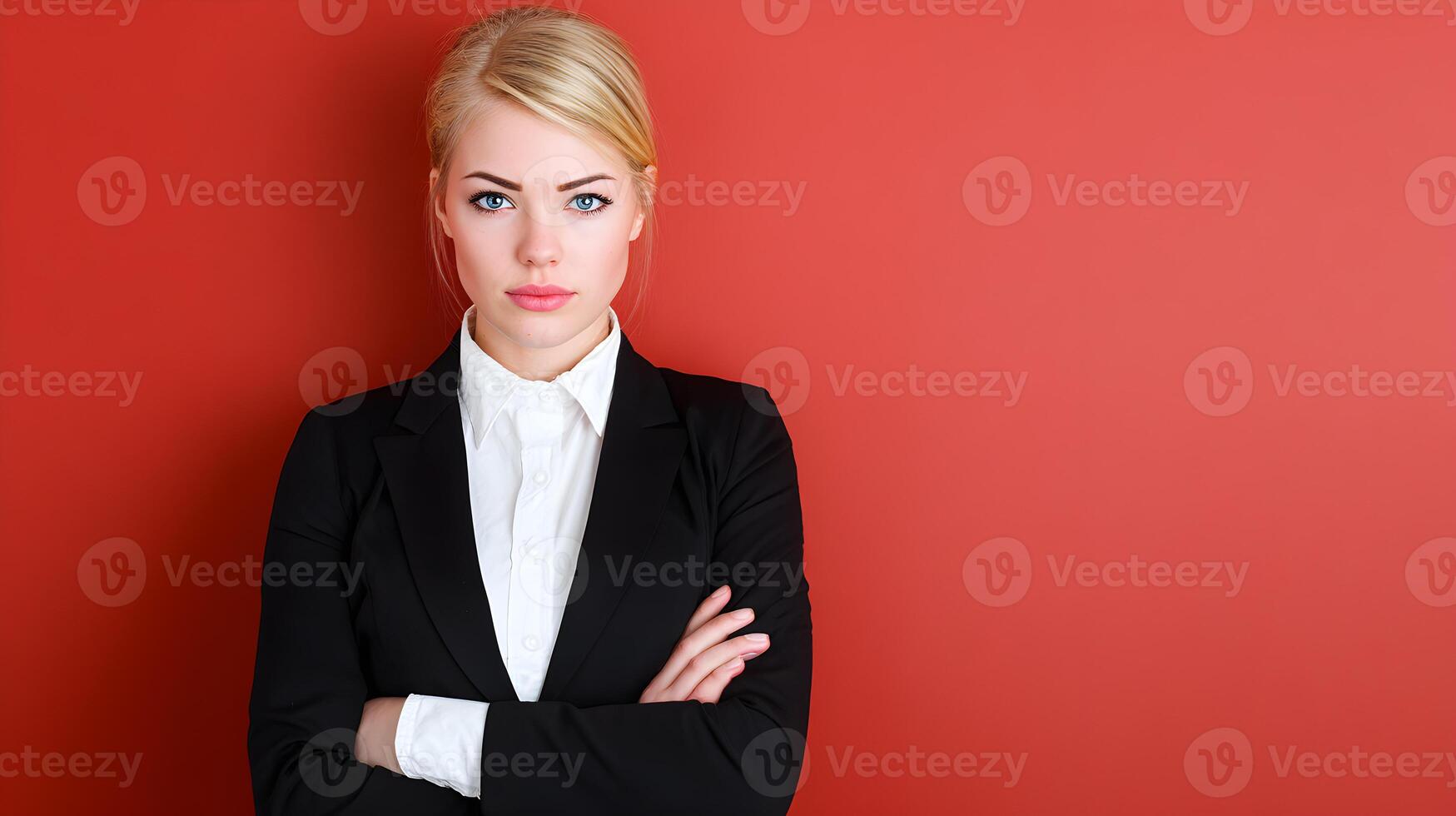 Confident Businesswoman Portrait Red Background photo
