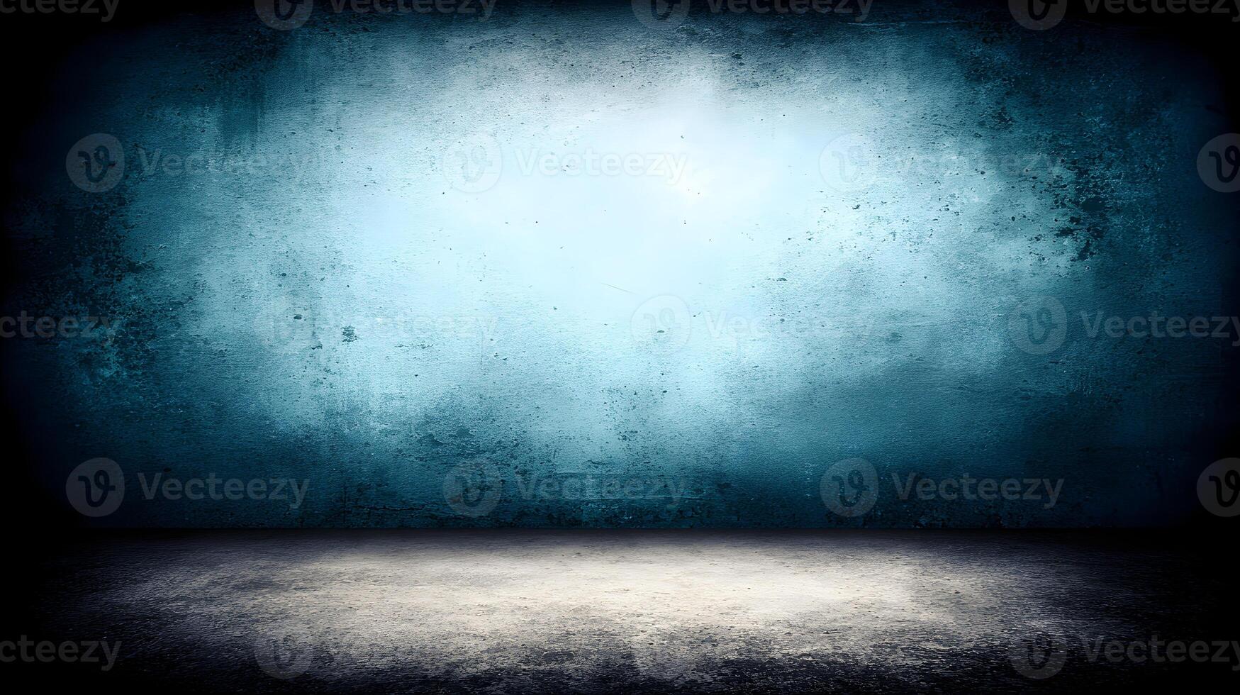 Dark Blue Grunge Wall and Floor Background Room Studio Setting photo