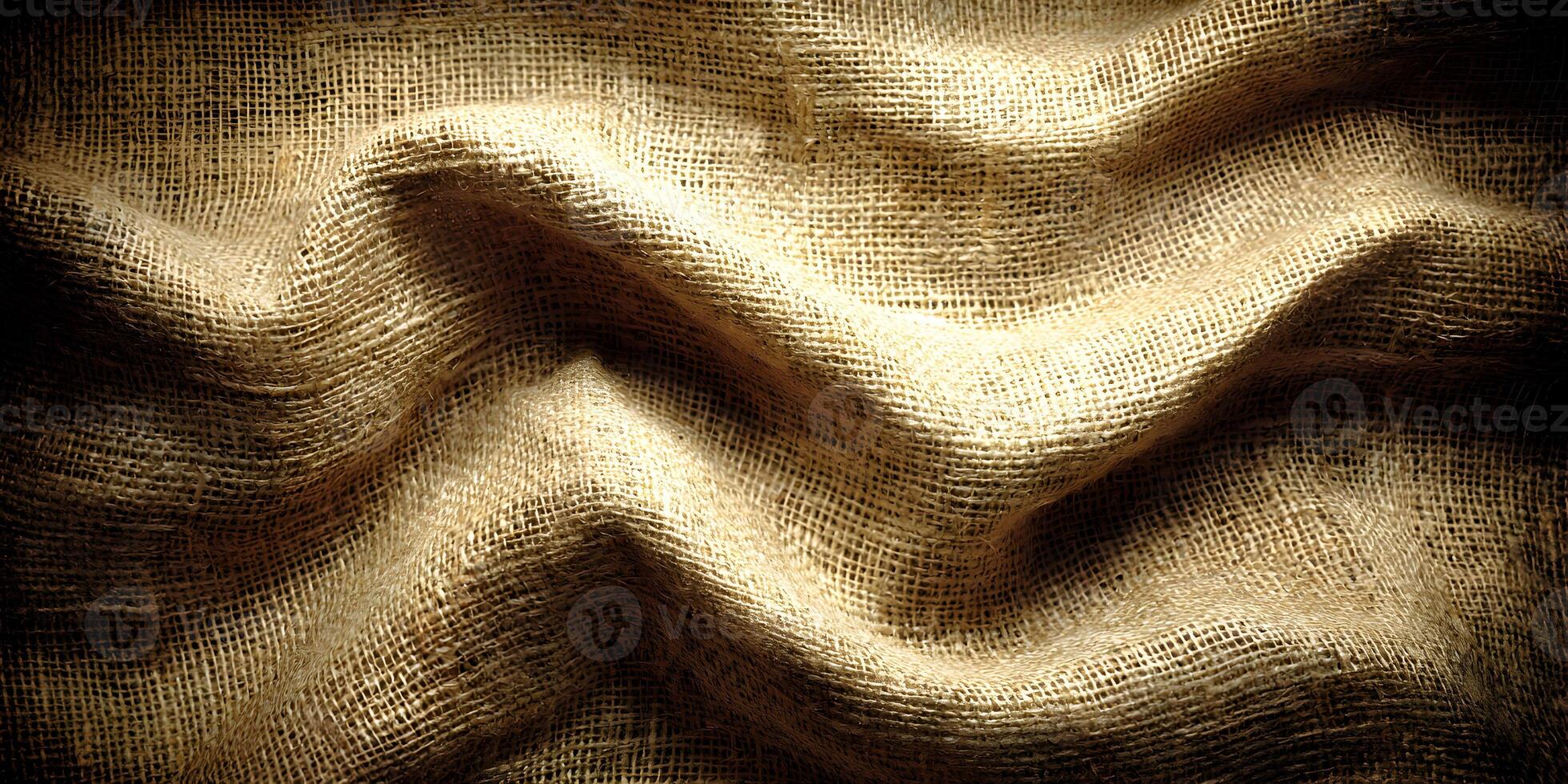 Brown Burlap Fabric Texture Close Up Crumpled Surface Background photo