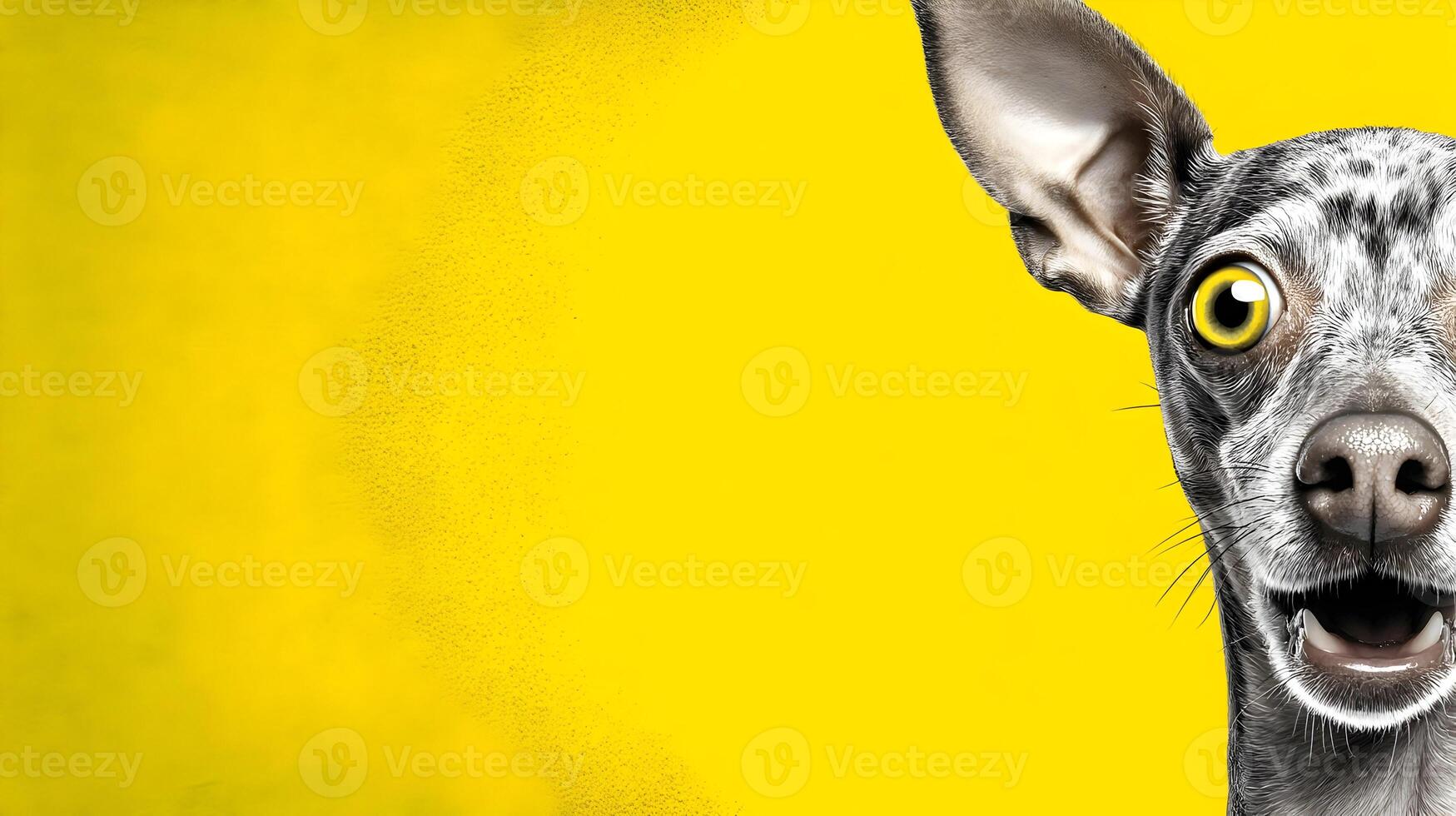 Playful Dog Half Portrait Yellow Background Italian Greyhound photo