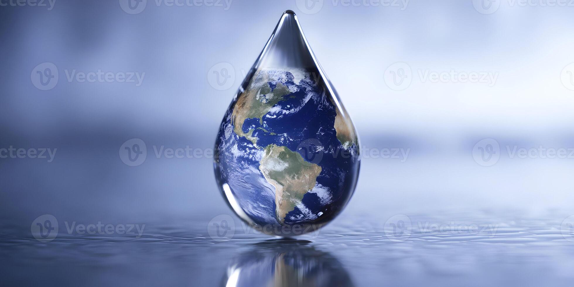 Earth Inside Water Drop Globe Planet Nature Environmental Conservation photo