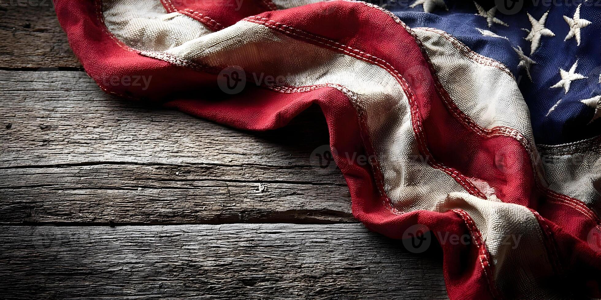 Aged American Flag on Rustic Wood Background Patriotism Image photo