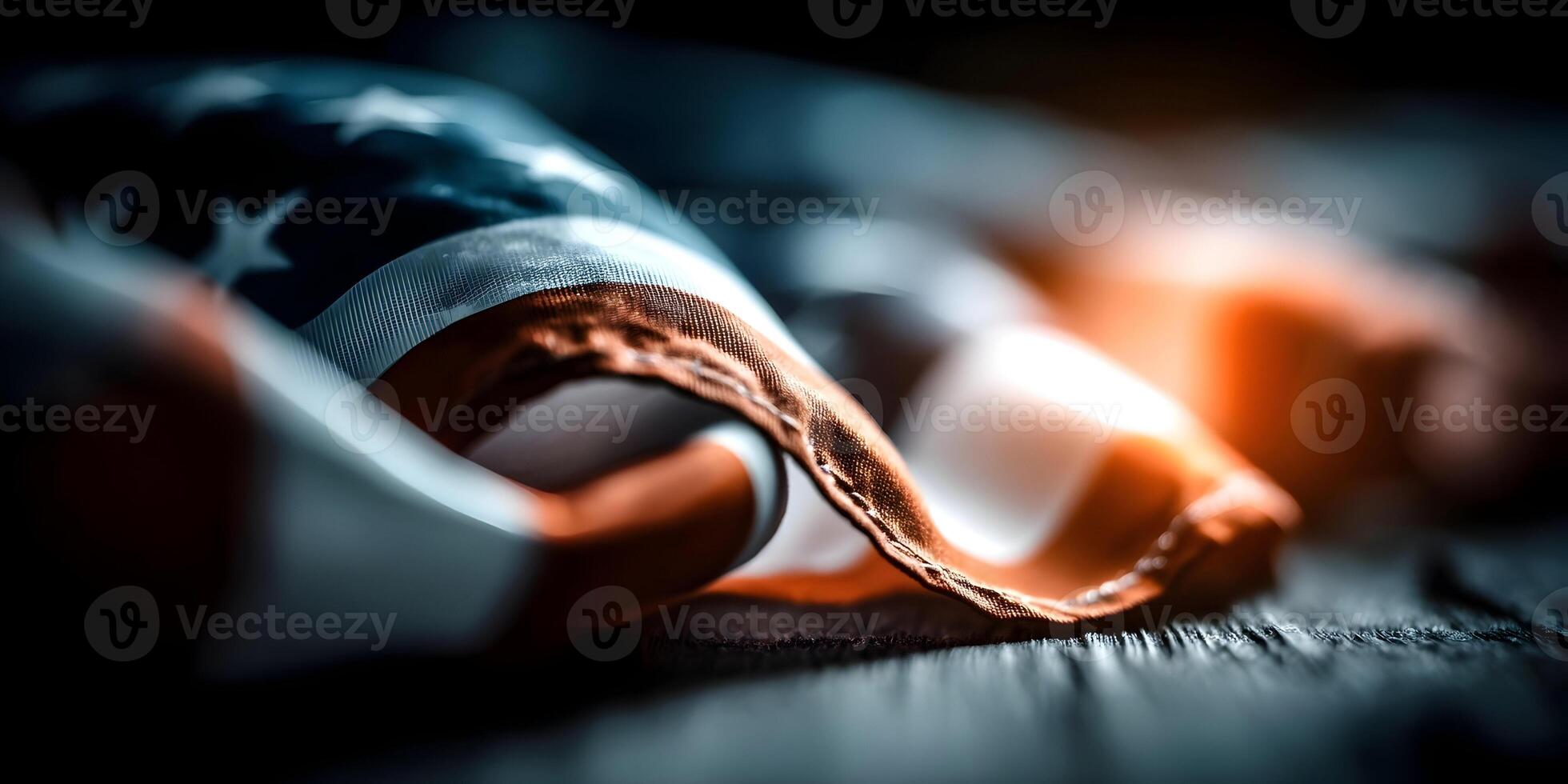 Closeup American Flag Draped Fabric Texture Image photo