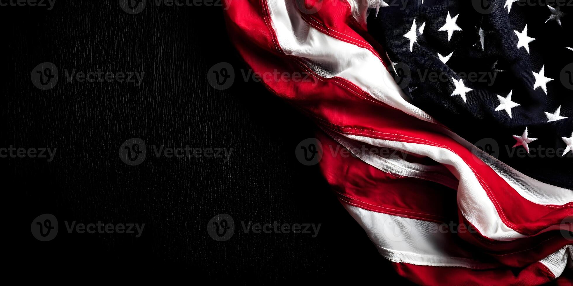 American Flag Draped Dark Background Patriotism Image photo