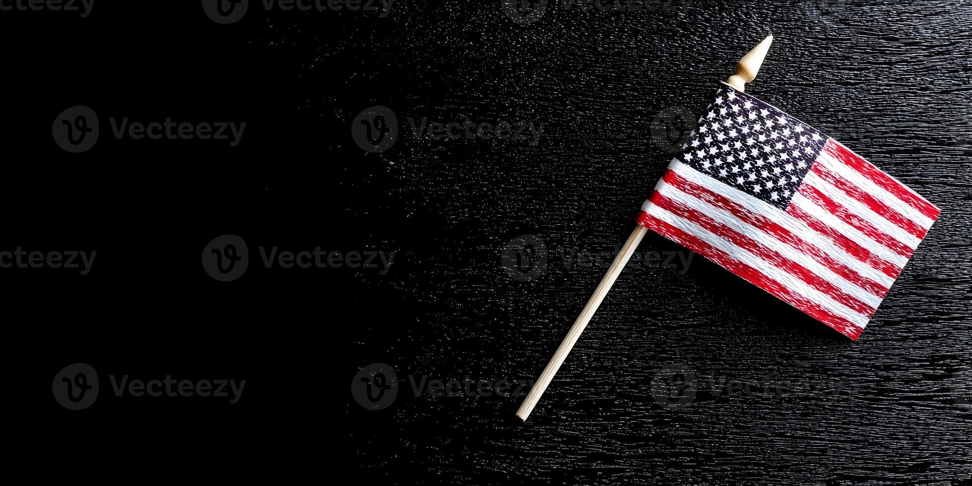 Small American Flag on Black Background Patriotism Image photo