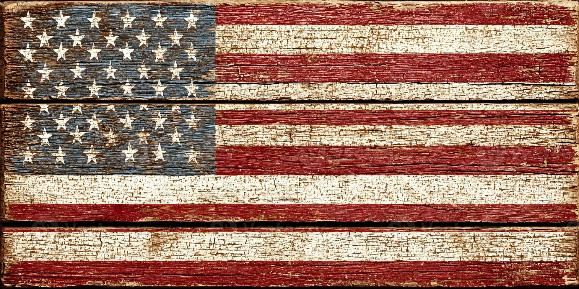 Distressed USA Flag Wooden Planks Patriotism American Background photo