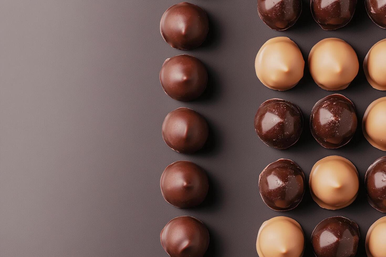 Delicious assortment of dark and milk chocolates arranged on a dark surface showcasing their rich textures and colors photo