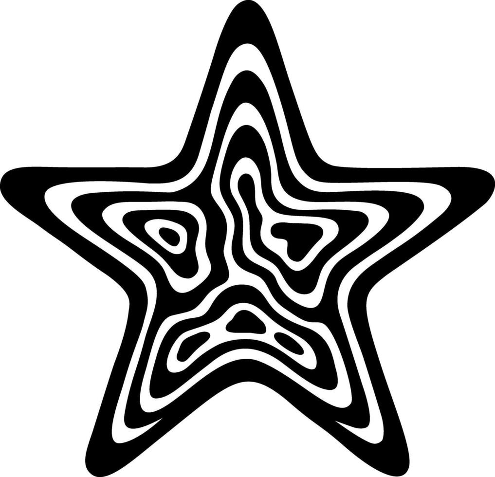 Abstract Concentric Star Minimalist Black and White Design vector