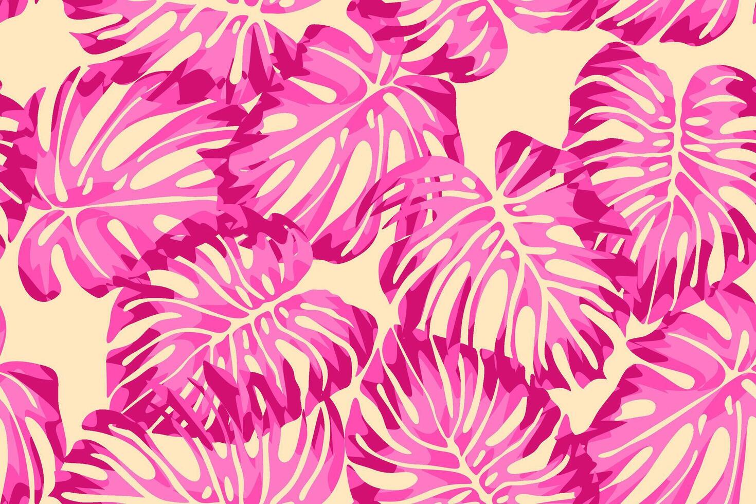 Pink monstera leaves seamless pattern for background wallpaper fabric banner vector