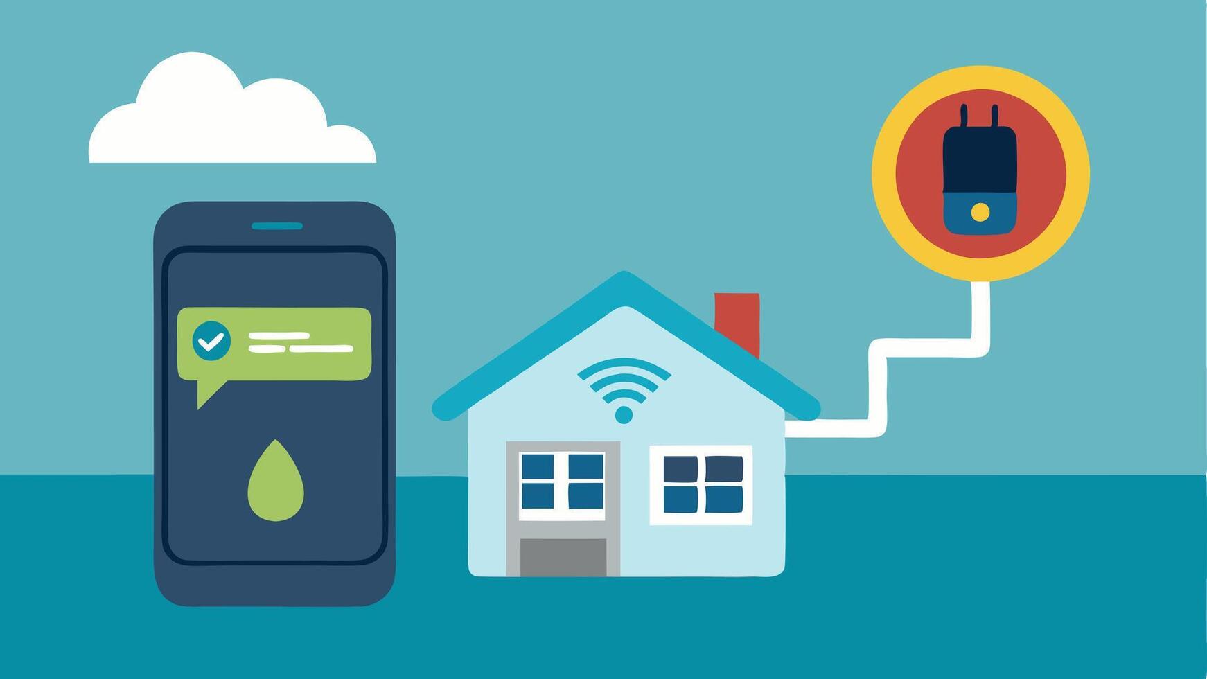 Smart Meter Alert An illustration of a smart meter sending an alert to a homeowners smartphone about unusual energy usage prompting them to investigate.. vector