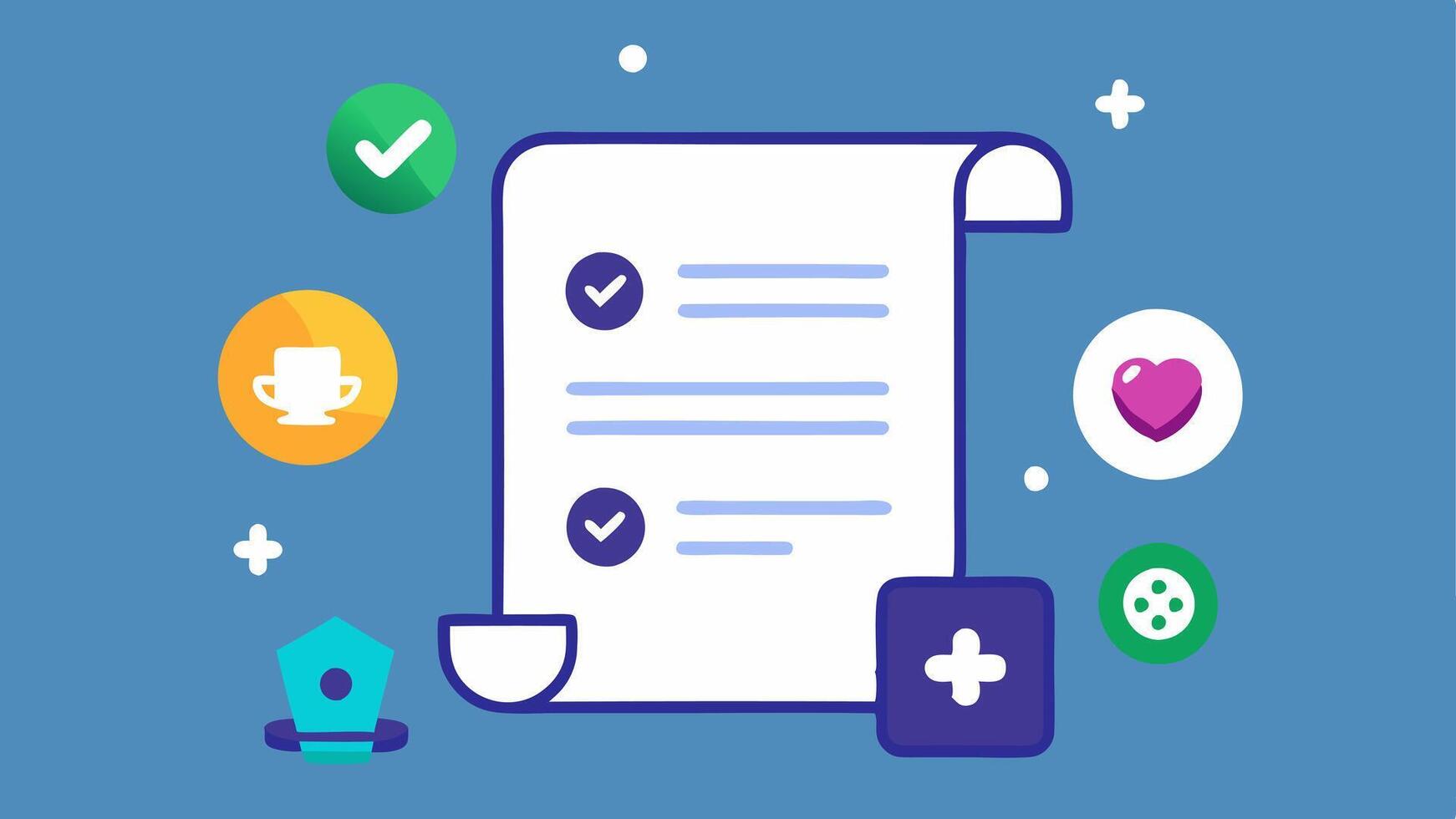 Smart Contracts A digital contract document with a checkmark surrounded by game icons symbolizing automated agreements exeed within a gaming environment.. vector