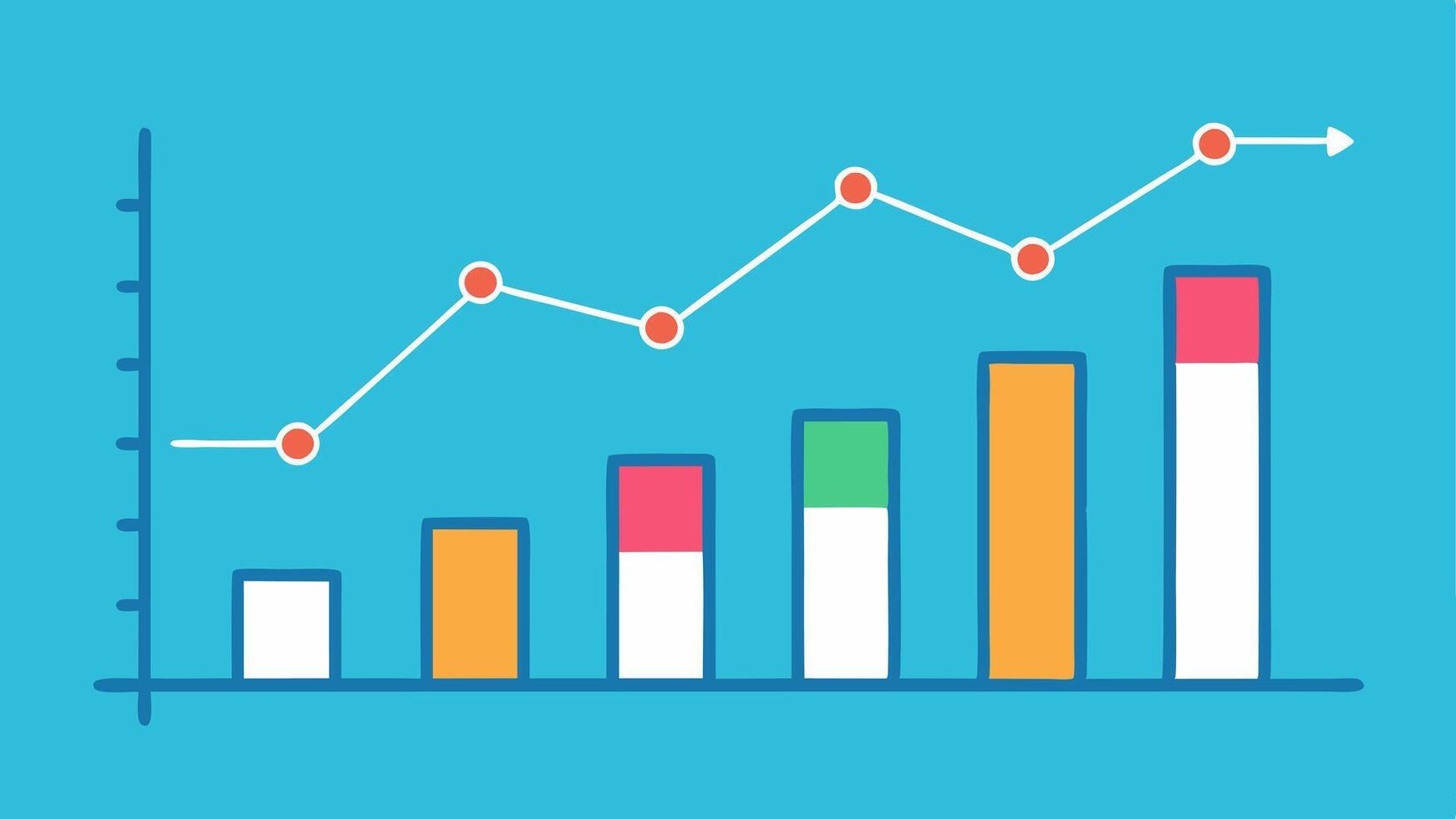 Shopping Behavior Graph A line graph or bar chart depicting shopping trends over time with data points illustrating peak shopping hours and product interest in different sections.. vector
